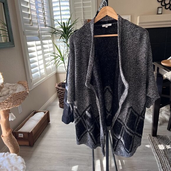Madewell Cardigan Womens Size XS/S Gray & Black All Angels Batwing Open Front - Picture 15 of 15